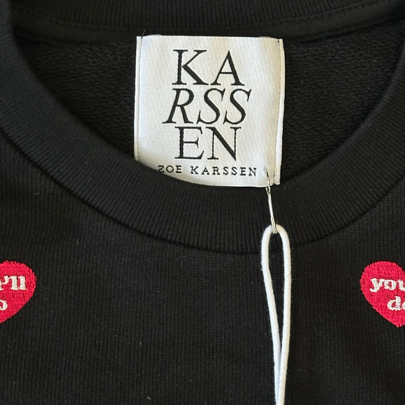 Zoe Karssen You'll Do Heart Sweatshirt in Moonless Night Black Size S NWT $155 - Picture 7 of 8